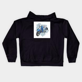 Motorcycle in blue Kids Hoodie